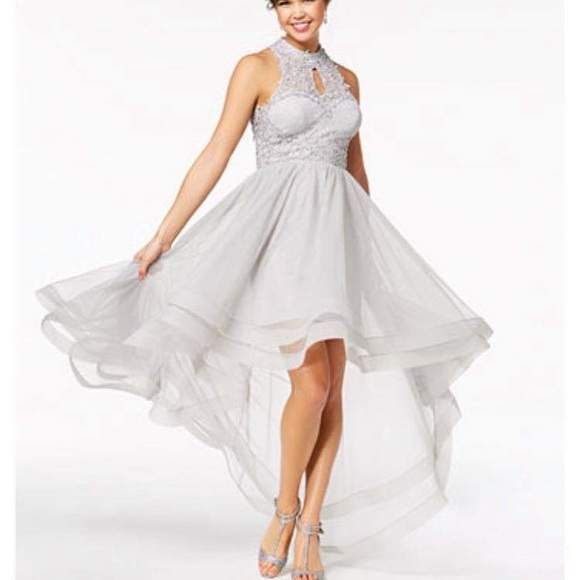 silver high low dresses